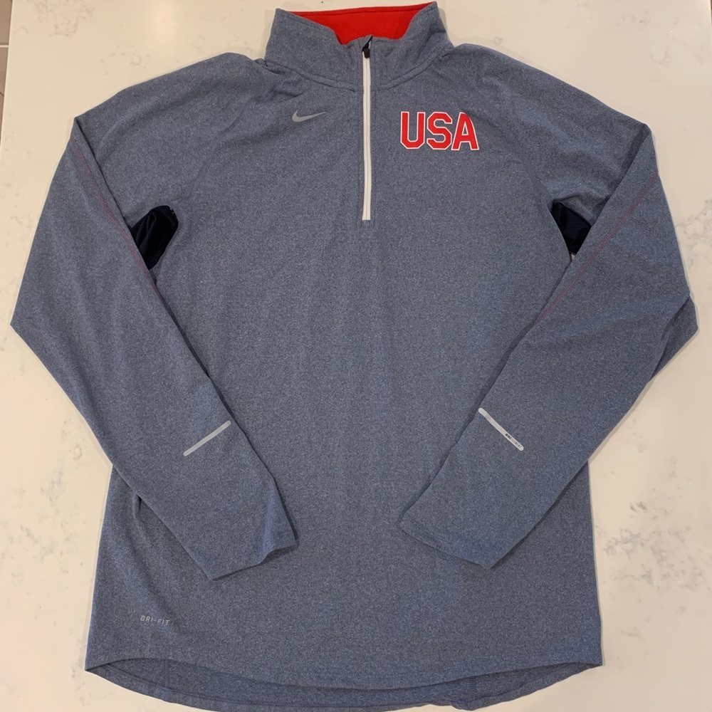Nike DriFit Team USA Quarter Zip Pullover Training Running 512554-497 Men Medium